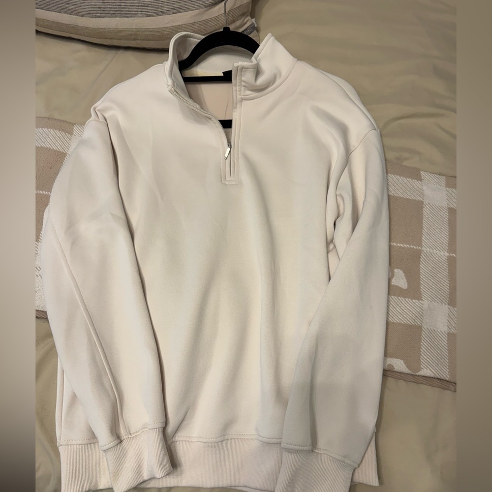 Men's White Quarter-Zip Sweater